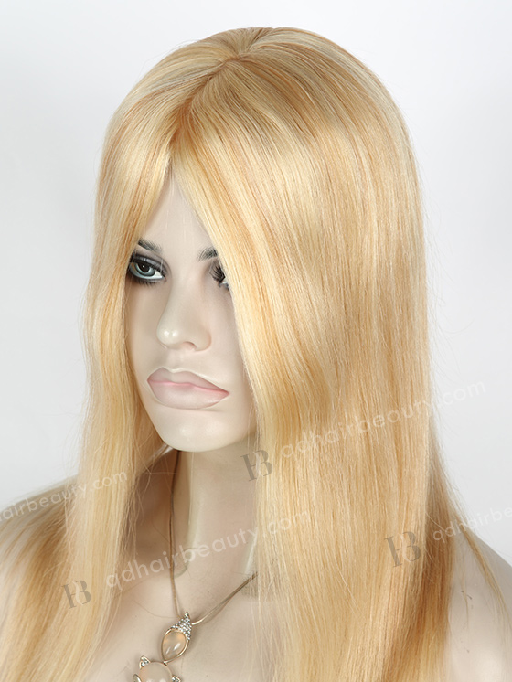 In Stock European Virgin Hair 14" Straight Color 22# with 18# Highlights Silk Top Glueless Wig GL-08077