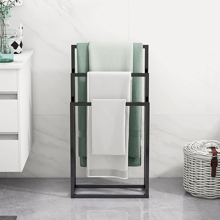 JH-Mech 3 Tier Towel Rack-New Portable Hotel Shower Room lavatory Tall Metal square Freestanding 3 Tier Towel Rack