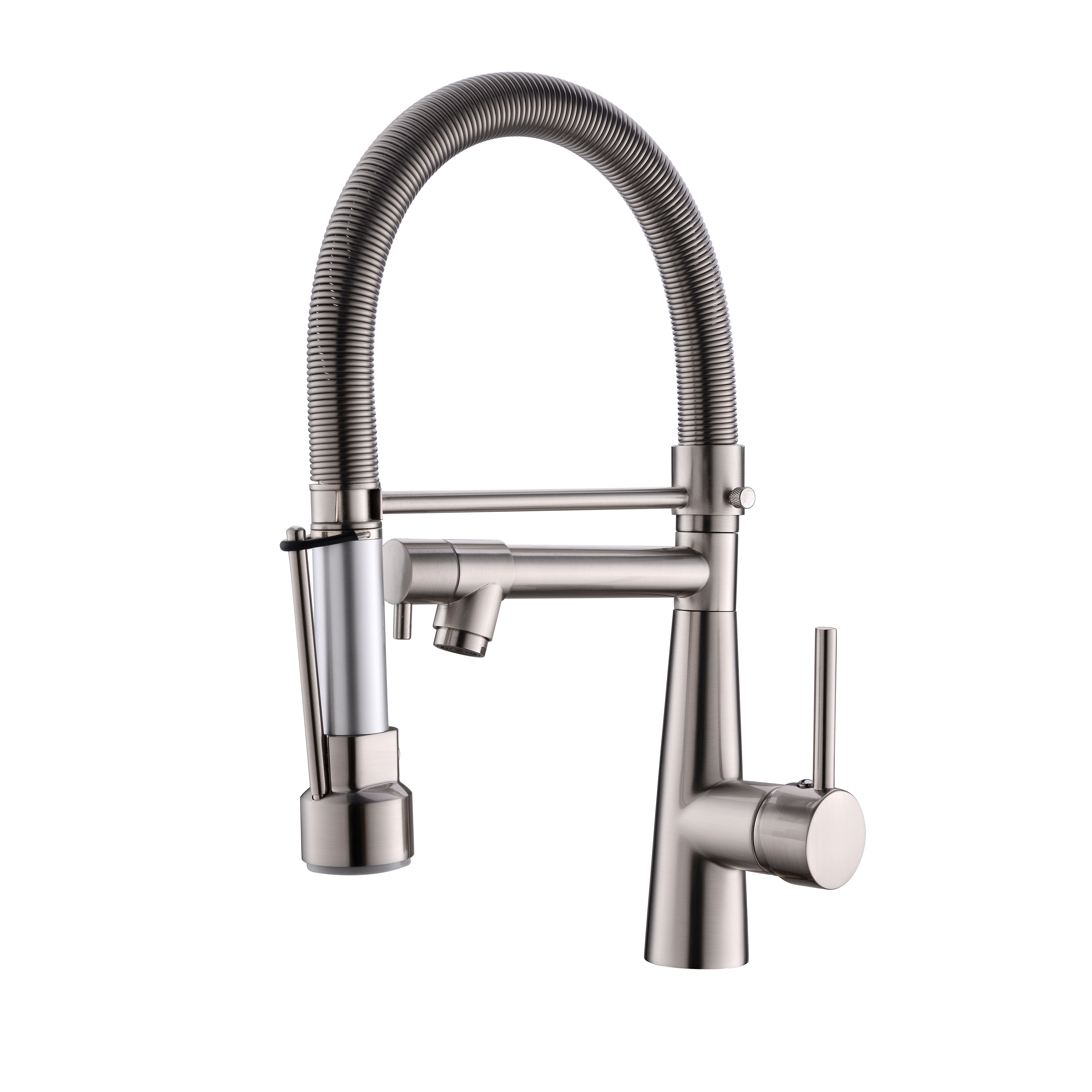 Pull Down Kitchen Faucet With Lock Sprayer,Single Handle Spring Stainless Steel Kitchen Sink Faucet Brushed Nickel