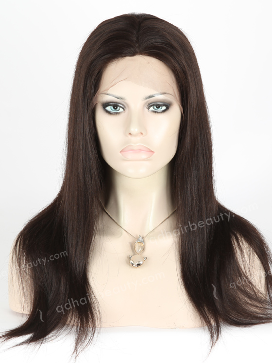 In Stock Malaysian Virgin Hair 16" Light Yaki Natural Color Silk Top Full Lace Wig STW-309