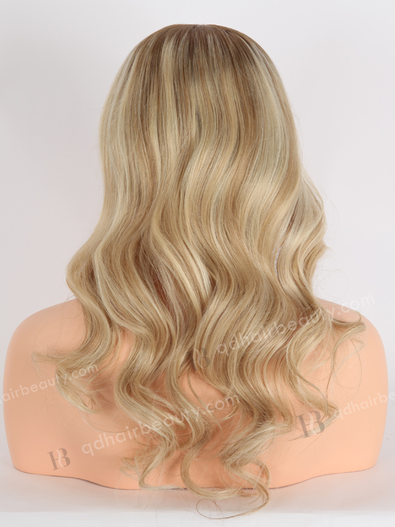 In Stock European Virgin Hair 18" Beach Wave T8/60# with 8# Highlights, Roots 8# Color Grandeur Wig GRD-08026
