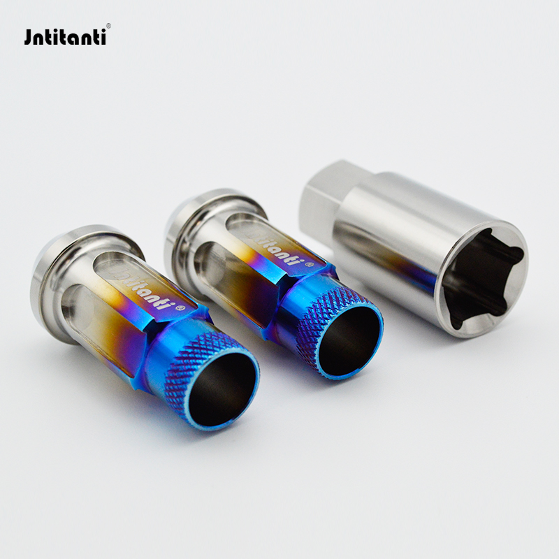 Jntitanti 10.9 Grade knurled customized color anti-theft Gr.5 titanium wheel nut M12*1.25*48mm