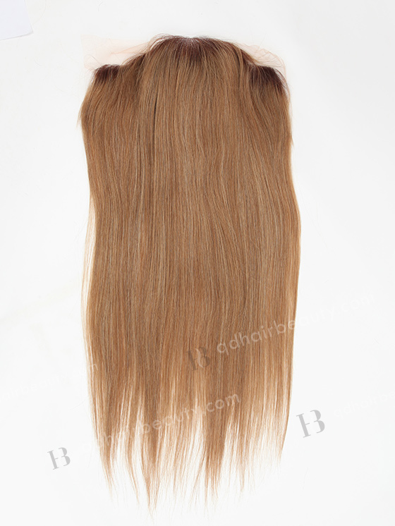 In Stock Brazilian Virgin Hair 22" Straight Roots Color 3# then 16/613# Evenly Blended Silk Top Lace Frontal SKF-097