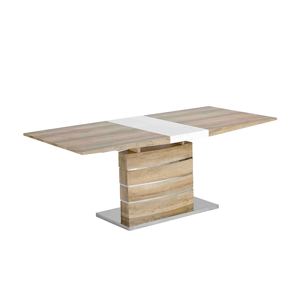 Elegante mesa de comedor extensible de MDF de madera natural