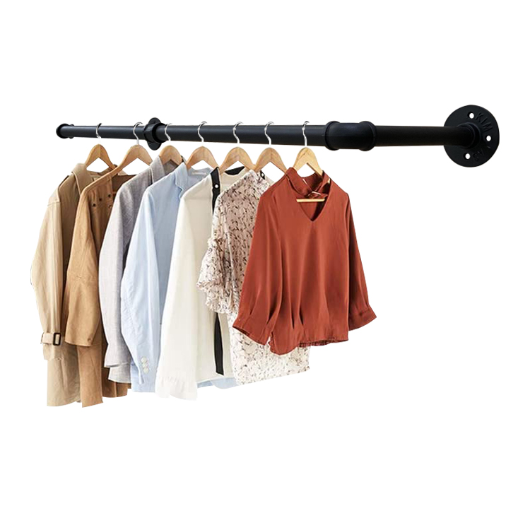 JH-Mech Metal Wall Mounted Garment Rod Industrial Pipe Clothes Rack