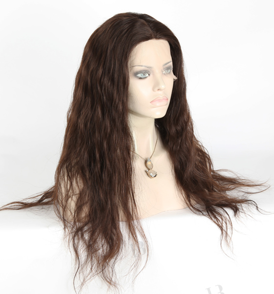 In Stock European Virgin Hair 22" Natural Wave Natural Color Silk Top Full Lace Wig STW-819