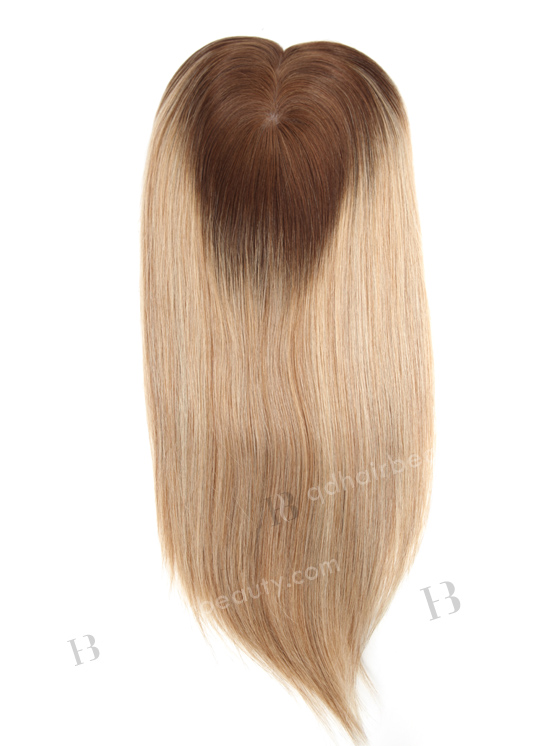 In Stock European Virgin Hair 16" straight B116 Color 5.5"×5.5" Silk Top Wefted Hair Topper-080