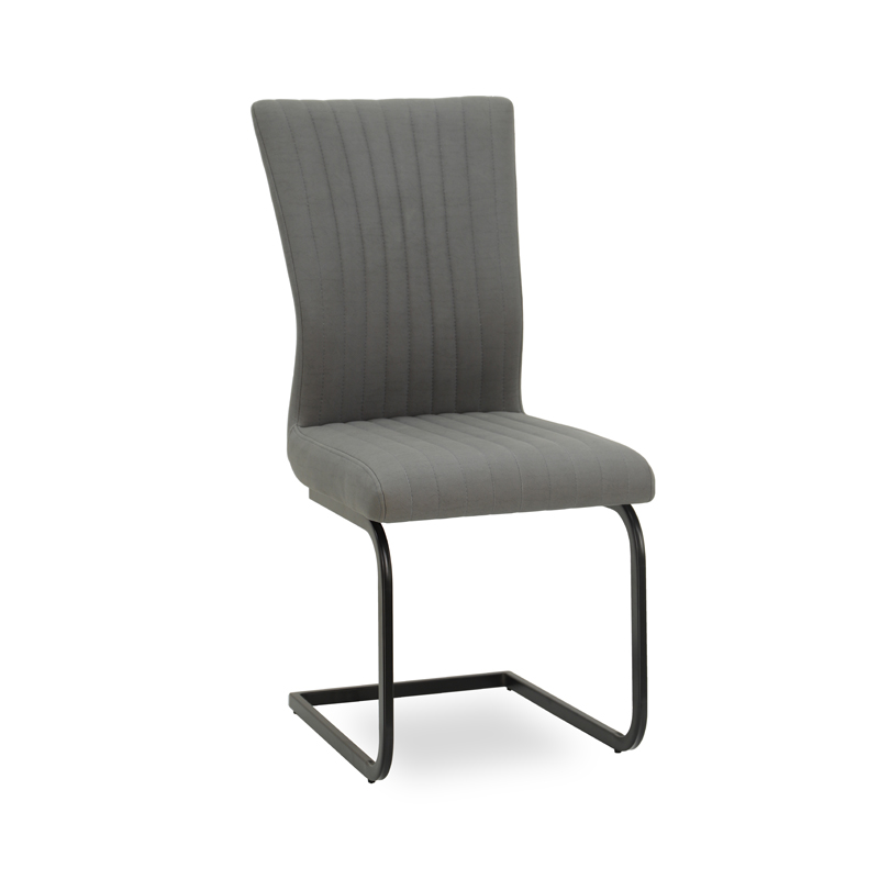 Modern Leather Air Fabric Dining Chair with Black Powder Coating  Legs