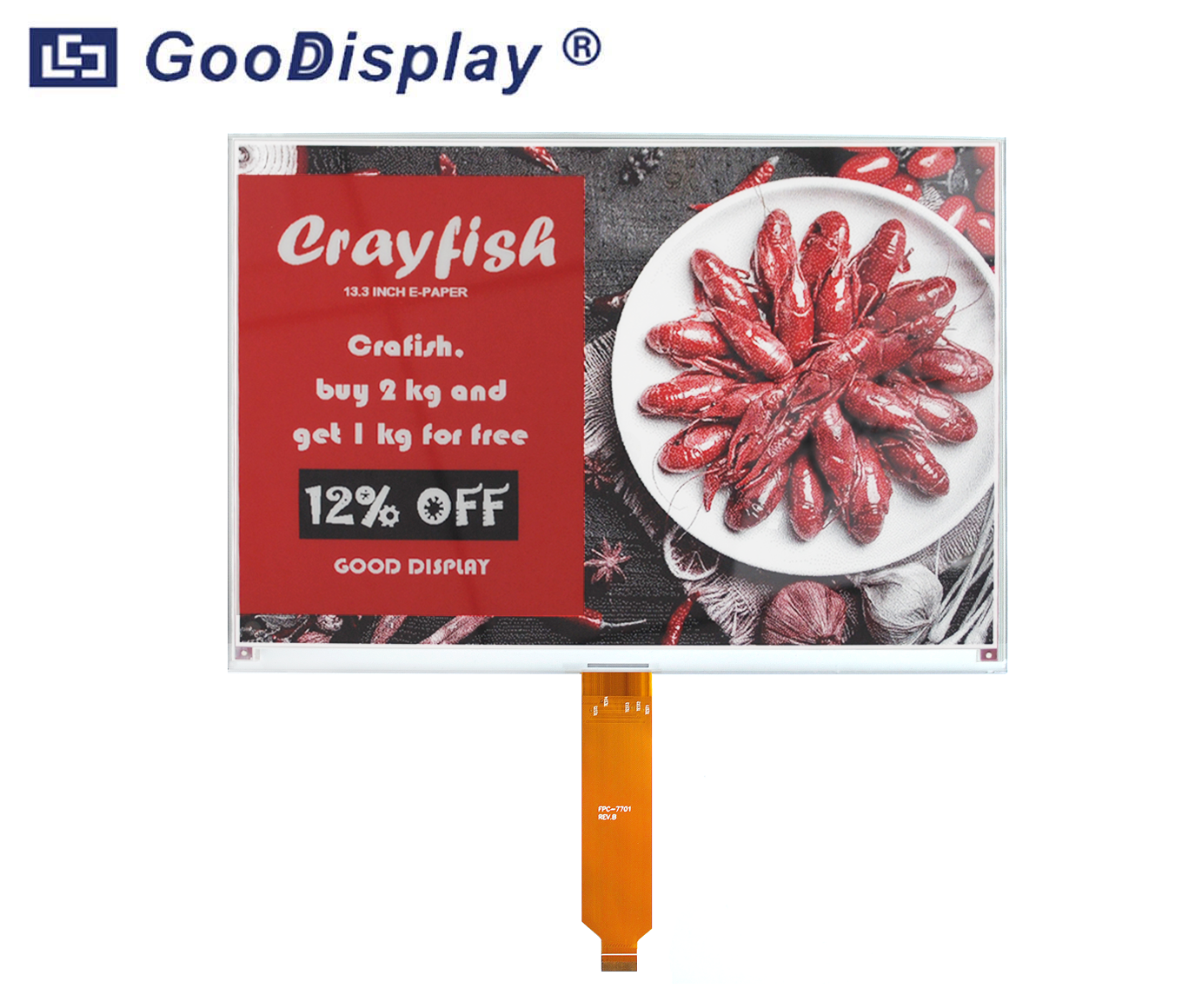 13.3 inch SPI E Ink screen black white red three color 960x680 e-paper display screen, GDEM133Z91