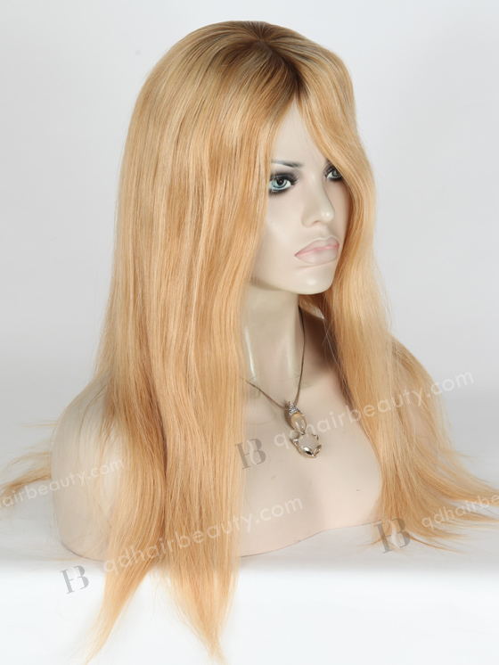 In Stock Chinese Virgin Hair 18" Straight T9/18# with T9/22# Highlights Silk Top Glueless Wig GL-07021