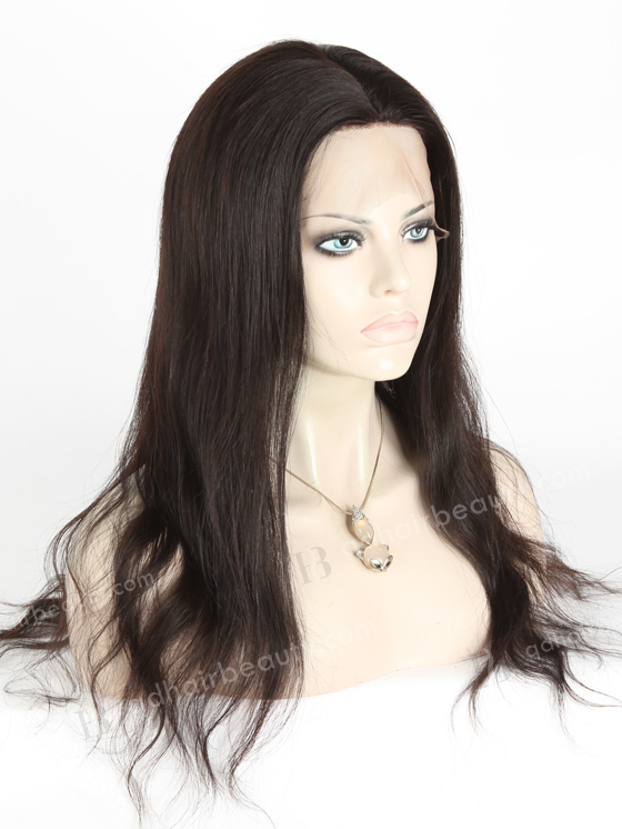 In Stock Chinese Virgin Hair 18" Natural Straight Natural Color Silk Top Full Lace Wig STW-708