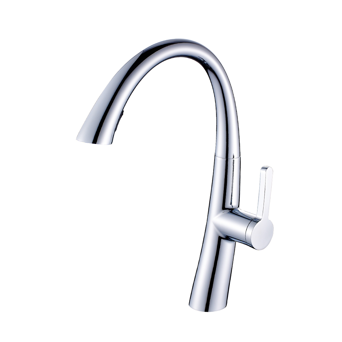 Commercial Single Handle High Arc chrome Pull Out Kitchen Faucet ,Single Level Kitchen Sink Faucets with Pull Out Sprayer