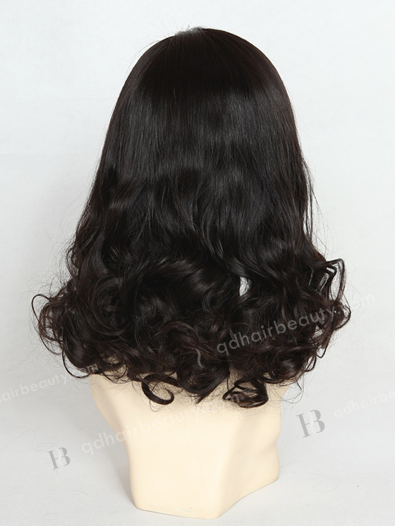 In Stock Brazilian Virgin Hair 16" Straight with Curl Tip Natural Color Full Lace Glueless Wig GL-04040