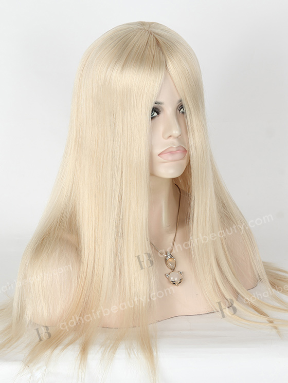 In Stock European Virgin Hair 20" Straight White Color Silk Top Glueless Wig GL-08055