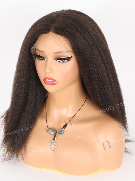 Full Lace Human Hair Wigs Indian Remy Hair 16" Kinky Straight 1B# Color FLW-01244