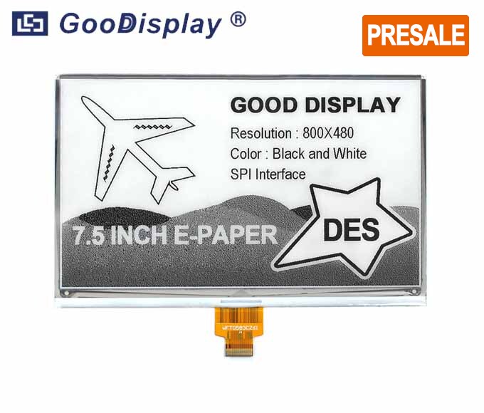 7.5 inch DES epaper display GDEW075M10 (PRESALE)
