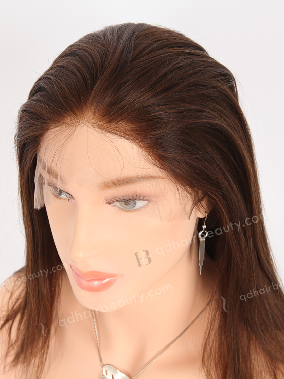 Full Lace Human Hair Wigs Indian Remy Hair 16" Light Yaki 2/4/6# Evenly Blended Color FLW-01907