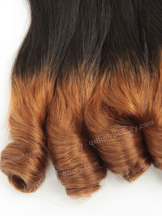 In Stock 7A Peruvian Virgin Hair 14" Double Drawn Straight With Spiral Curl Tip T-Natural Color/10# Machine Weft SM-6113