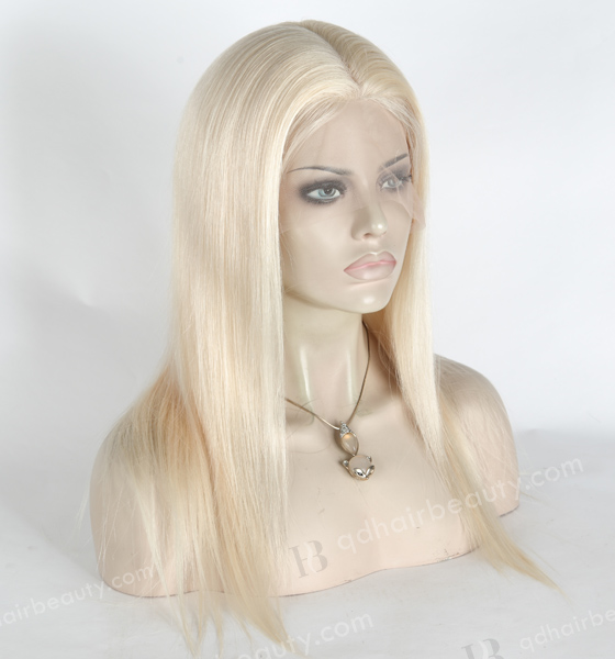 In Stock European Virgin Hair 16" Straight White Color Silk Top Full Lace Wig STW-844