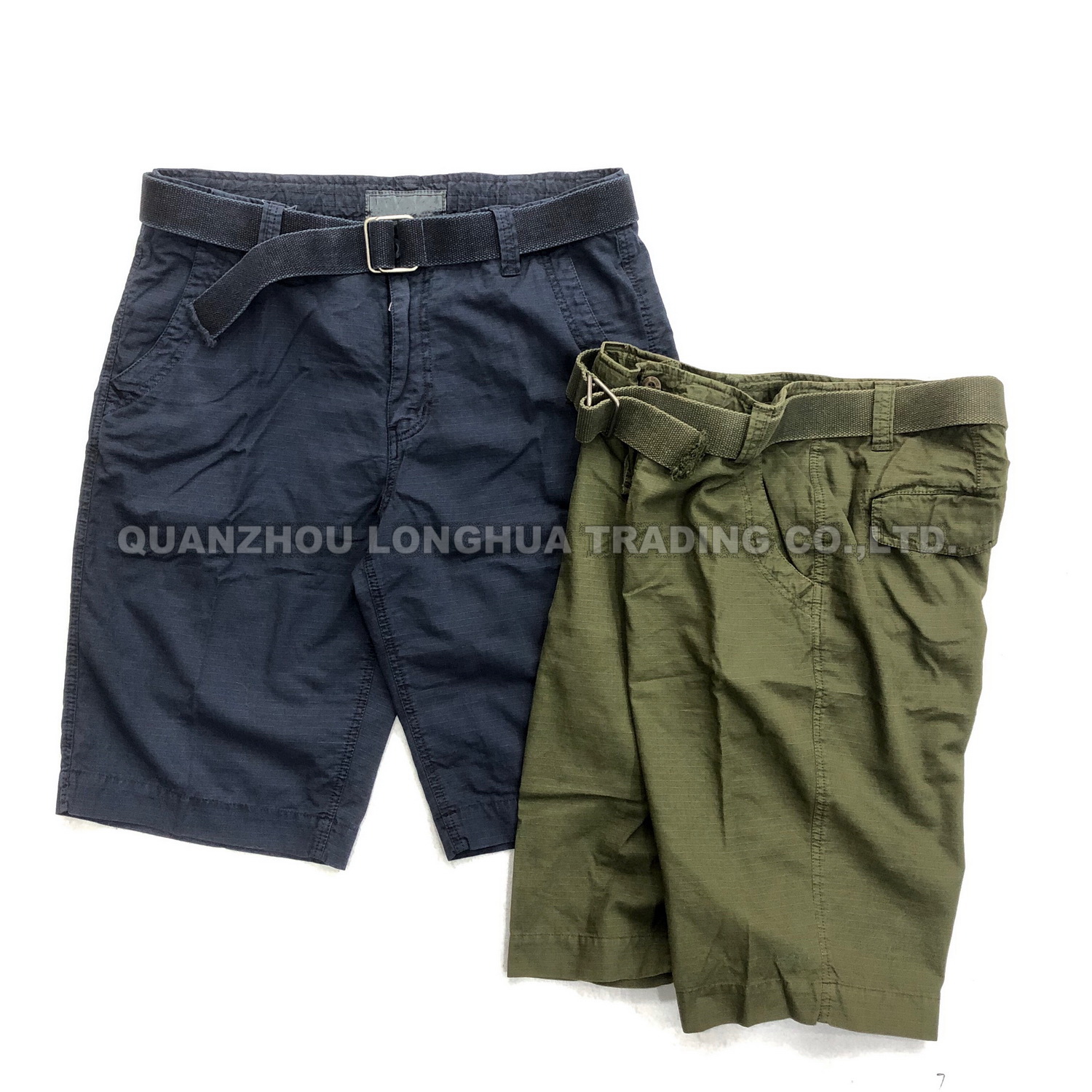 Men′s Boy′s Cargo Pants Shorts Trousers Apparel Cotton Garment Dye with Over Dye Belt