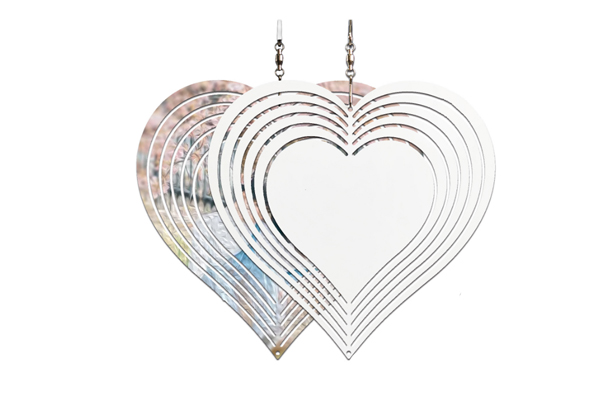 Double-Sided Sublimation Blanks Aluminium Wind Spinner(Heart)10”