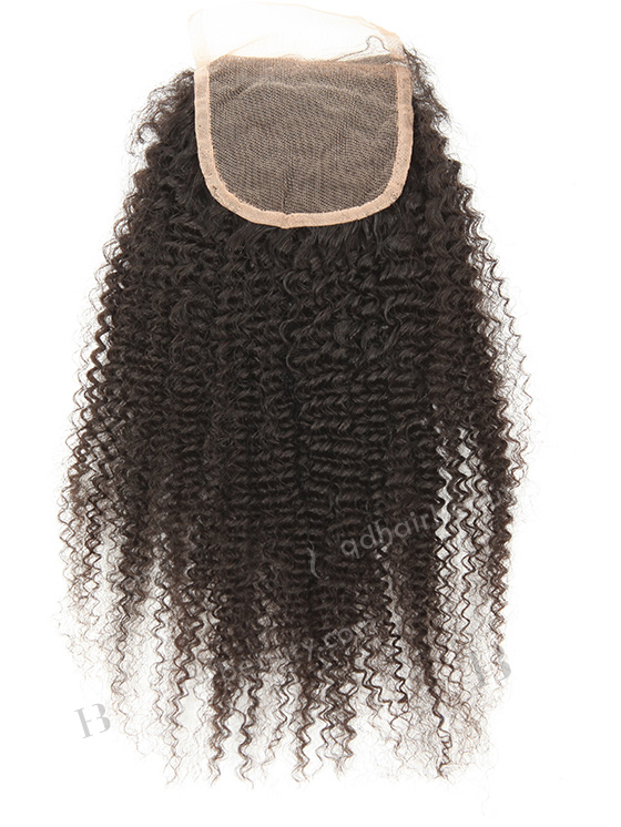 In Stock Brazilian Virgin Hair 16" Afro Curl 4mm Natural Color Top Closure STC-312
