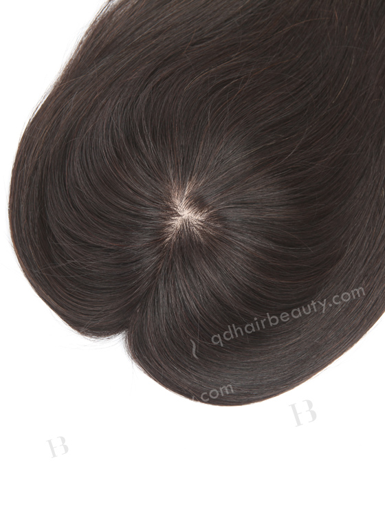 In Stock 5.5"*6" Indian Virgin Hair 12" Straight Natural Color Silk Top Hair Topper-012