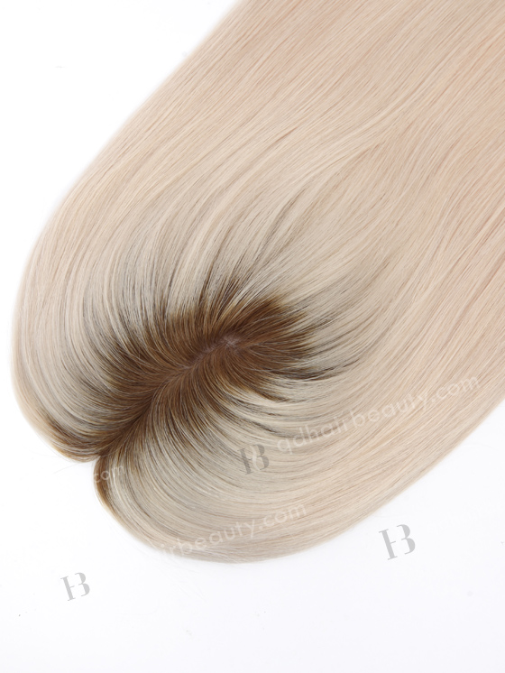 In Stock 6"*6.5" European Virgin Hair 16" Straight T9/white Color Silk Top Hair Topper-114