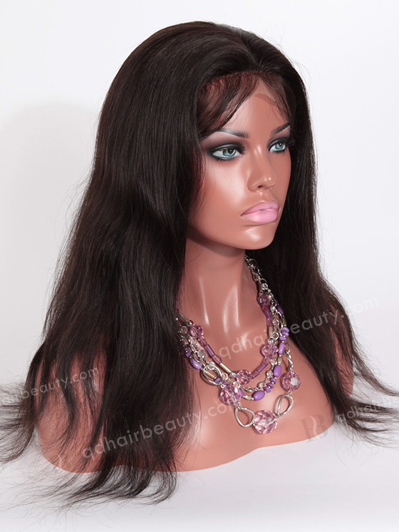 In Stock Indian Remy Hair 18" Natural Straight Natural Color Silk Top Full Lace Wig STW-029