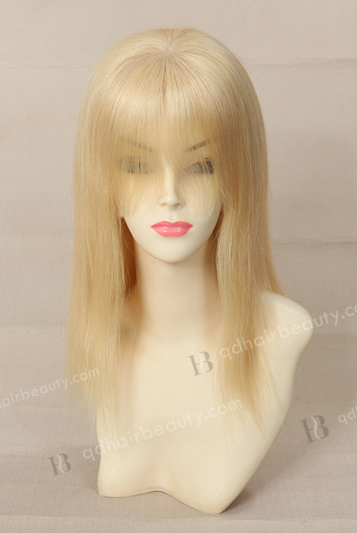 Blond Human Hair Wig with Bangs WR-GL-028