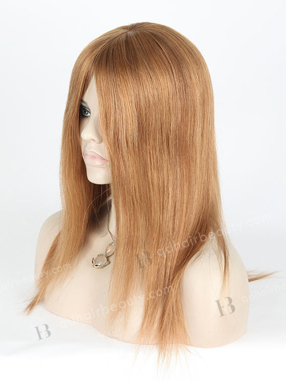 In Stock European Virgin Hair 14" Straight Color 8# with 9# Highlights Silk Top Glueless Wig GL-08079