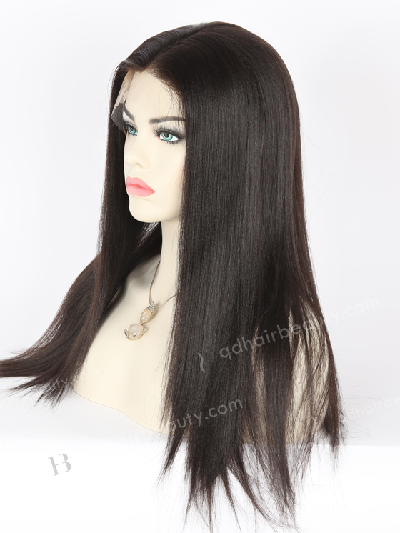 Full Lace Human Hair Wigs Indian Remy Hair 18" Yaki 1B# Color FLW-01403