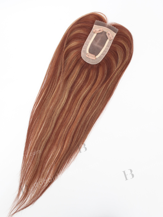 In Stock 2.75"*5.25" European Virgin Hair 16" Straight 33# with T33/27a# Highlights Color Monofilament Hair Topper-120