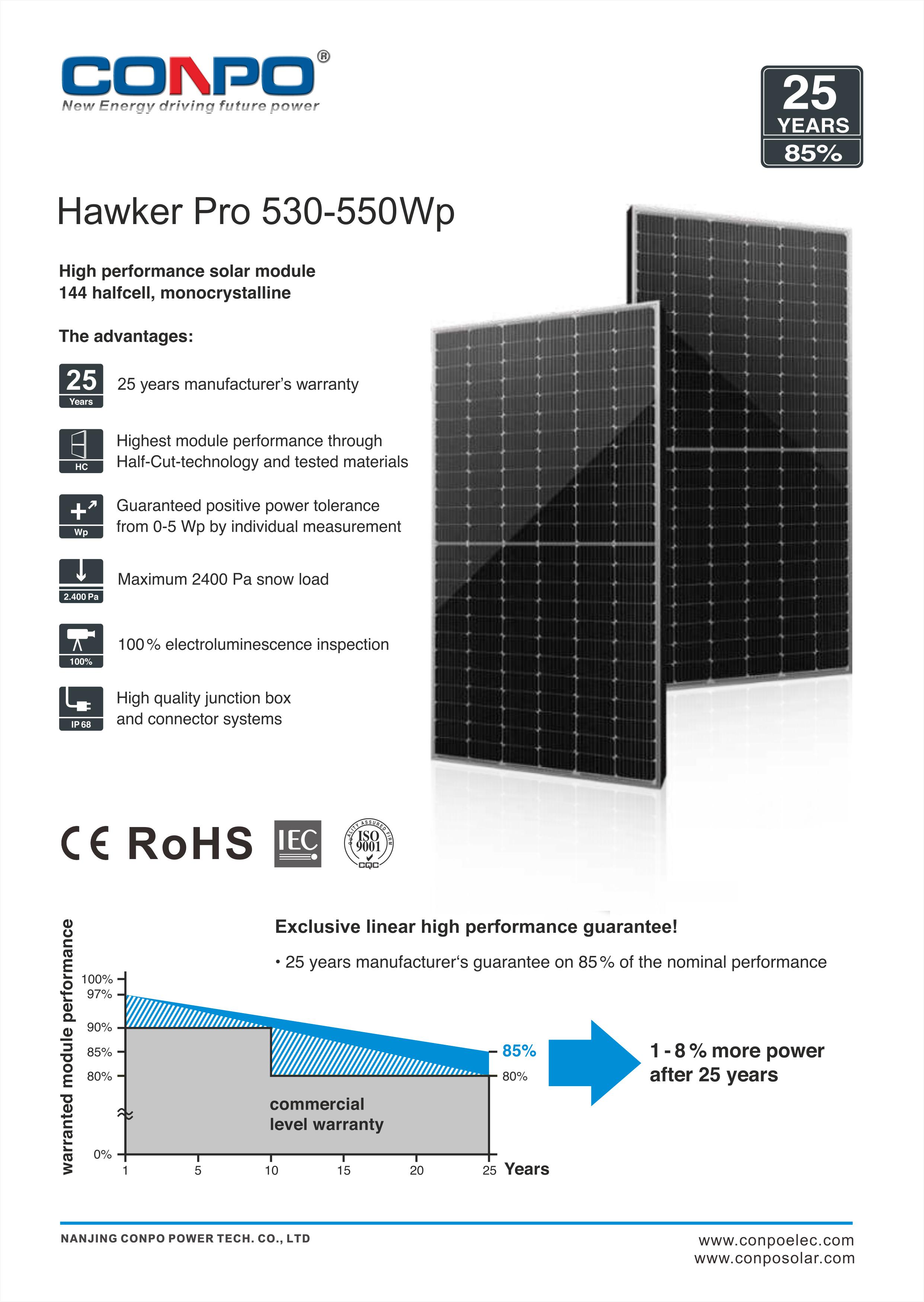 530W/540W/550W  Mono Solar Panel (144 halfcell Solar Module)