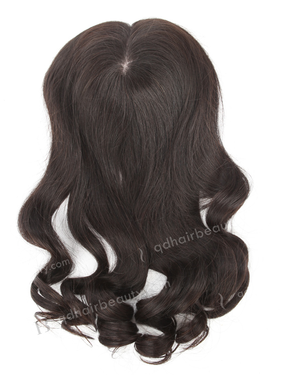 In Stock European Virgin Hair 18" Beach Wave Natural Color 7"×7" Silk Top Wefted Hair Topper-018