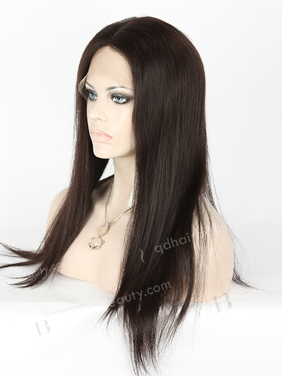 In Stock Malaysian Virgin Hair 18" Straight Natural Color Silk Top Full Lace Wig STW-302