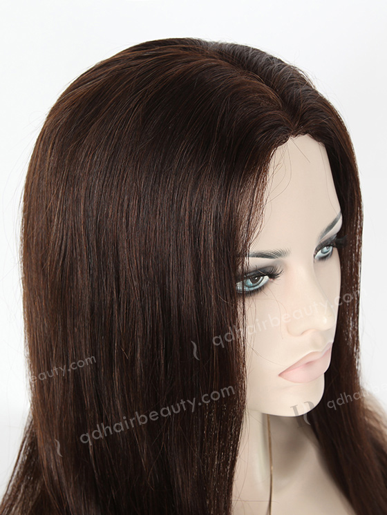 In Stock European Virgin Hair 18" Straight 2/3# Evenly Blended Silk Top Glueless Wig GL-08038