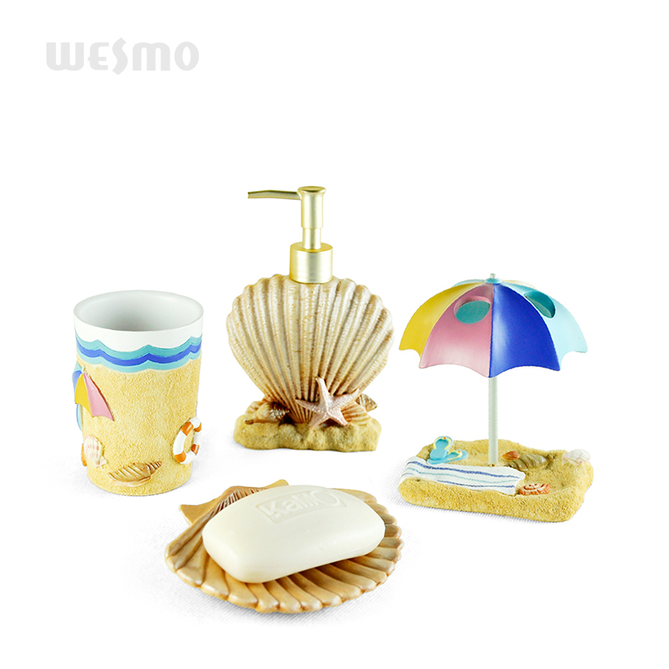 Hot selling China supplier household cute styles resin coastal bathroom set for Kids