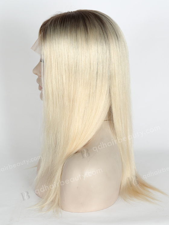 In Stock European Virgin Hair 14" Straight T9/60# Color Lace Front Silk Top Glueless Wig GLL-08007
