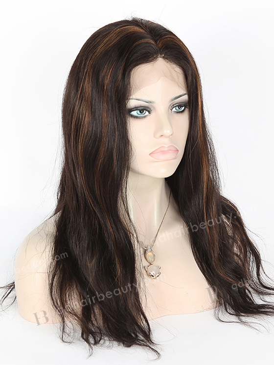 In Stock Indian Remy Hair 18" Natural Straight 1b/30# Highlights Full Lace Wig FLW-01516