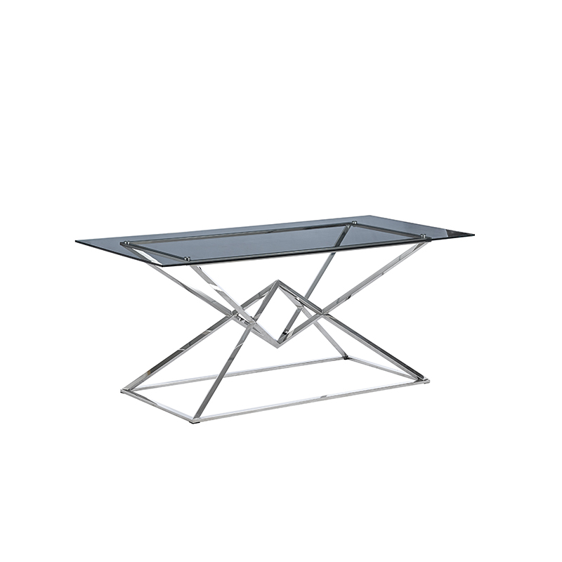 Tempered Glass Dining Table with Stainless Steel Frame