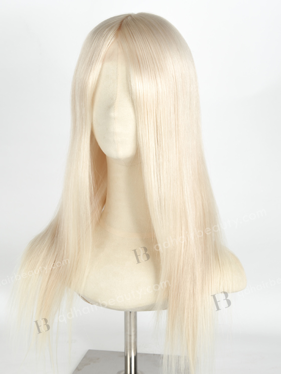 In Stock European Virgin Hair 18" Straight White Color Lace Front Silk Top Glueless Wig GLL-08040