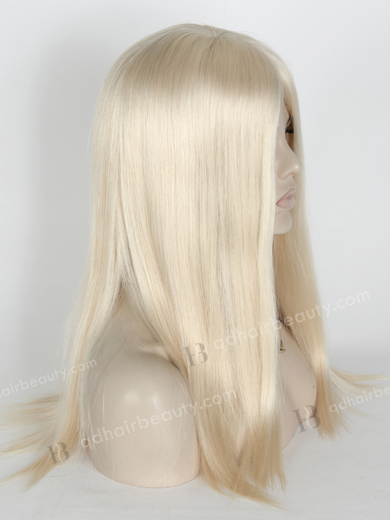 White Color 16'' Mongolian Virgin Straight Silk Top Glueless Wigs WR-GL-062
