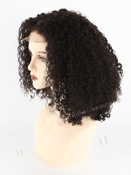 In Stock Indian Remy Hair 14" All One Length Tight Pissy Natural Color 4"×4" Lace Closure Wig CW-01029