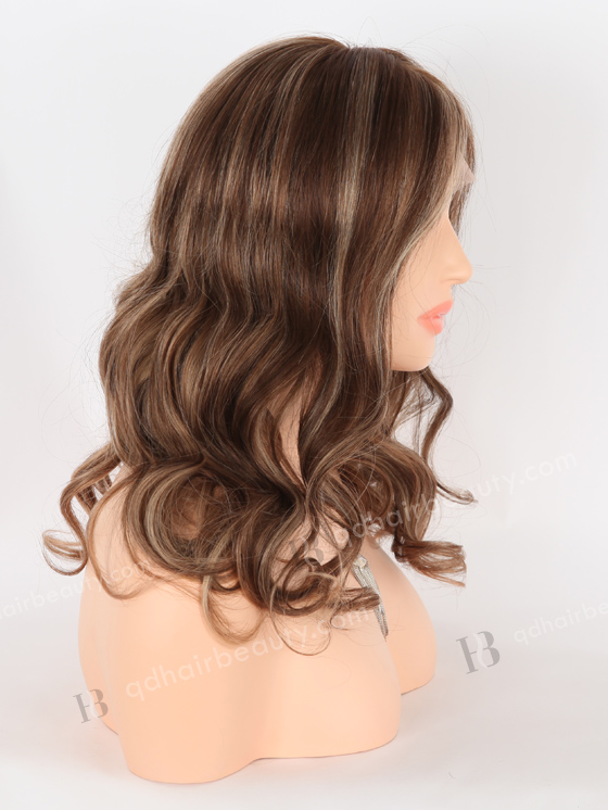 In Stock European Virgin Hair 16" Beach Wave Caramel Latte Color Lace Front Wig RLF-08013