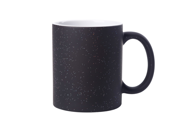 11 oz. Color Changing Mug with Sparking Surface(Stars), Black