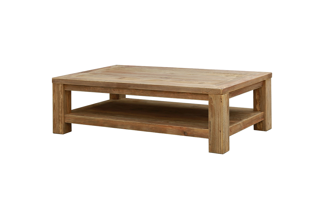 AH552  FARM STYLE SQUARE COFFEE TABLE IN RECYCLED PINE WOOD