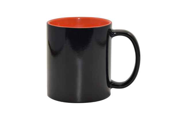 11oz. Black Color Changing Mug w/Inner Orange