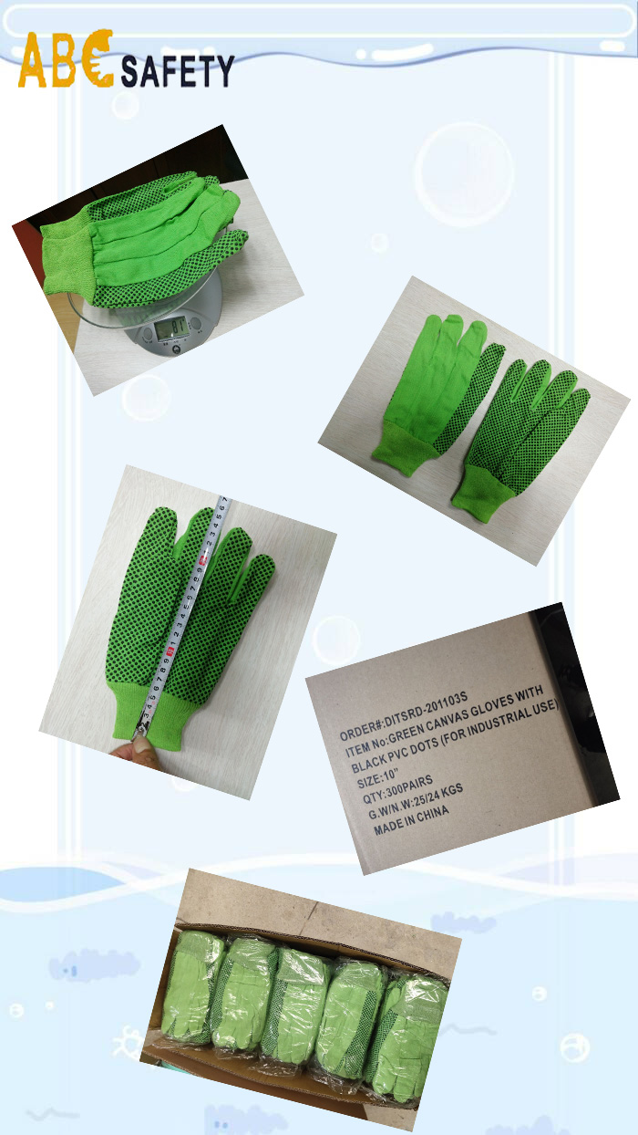 Green dot bead garden gloves shipped 