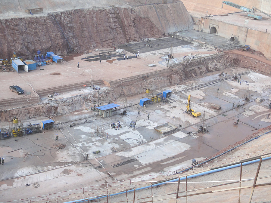 Dam construction site of Guanyinyan Hydropower Station
